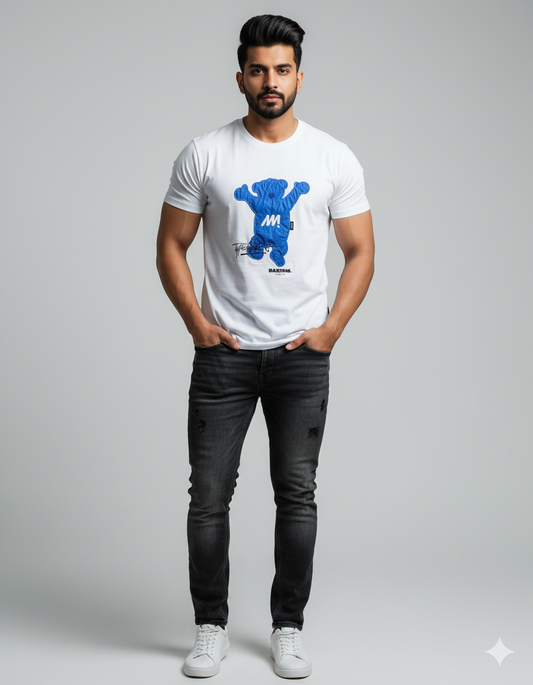 The "DARZOM" Blue Bear Appliqué Tee