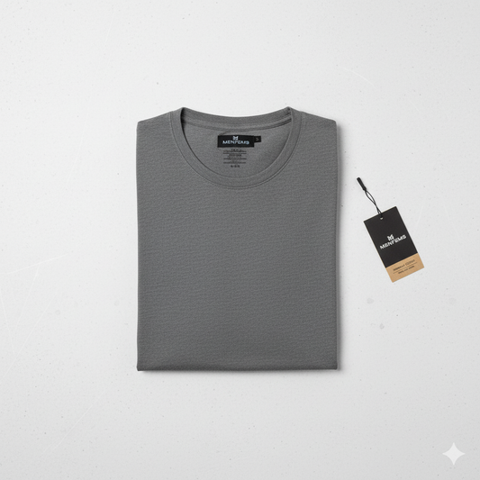Premium MENFEMS Heather Grey Crew Neck T-Shirt - Ultra-Soft & Tailored Fit