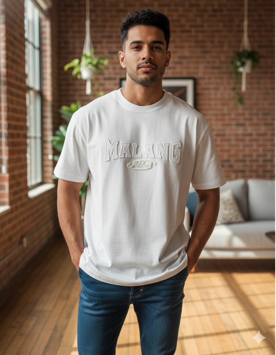 Premium "MALANG" Embossed T-Shirt - 3D Puff Print