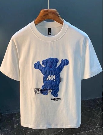 The "DARZOM" Blue Bear Appliqué Tee
