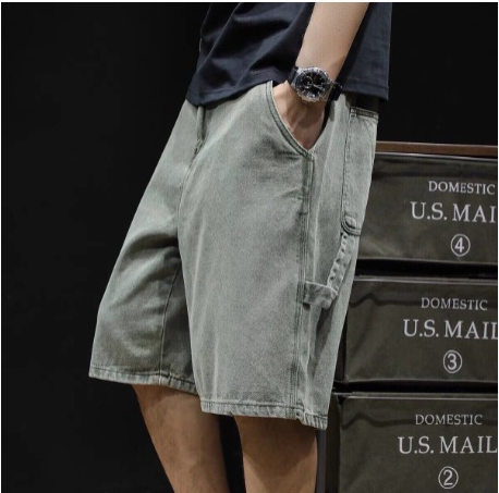 The Drawstring Relaxed Fit Denim Cargo Shorts