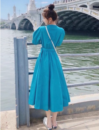 The Elegant Textured Square Neck A-Line Dress